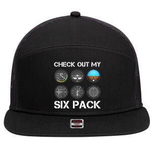 Funny Pilot Top Airplane Six Pack Flight Instruments Gift 7 Panel Mesh Trucker Snapback Hat