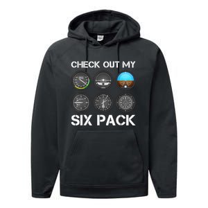 Funny Pilot Top Airplane Six Pack Flight Instruments Gift Performance Fleece Hoodie