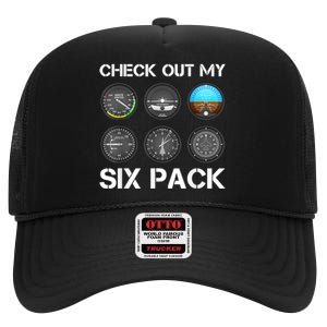 Funny Pilot Top Airplane Six Pack Flight Instruments Gift High Crown Mesh Back Trucker Hat