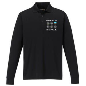 Funny Pilot Top Airplane Six Pack Flight Instruments Gift Performance Long Sleeve Polo