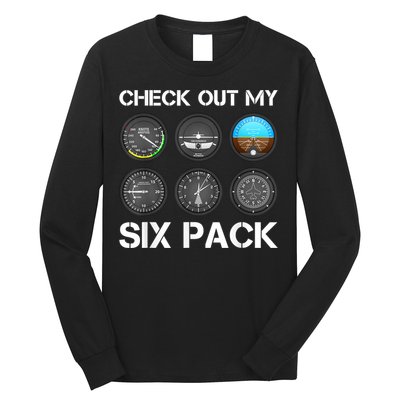Funny Pilot Top Airplane Six Pack Flight Instruments Gift Long Sleeve Shirt