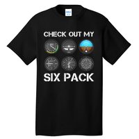 Funny Pilot Top Airplane Six Pack Flight Instruments Gift Tall T-Shirt