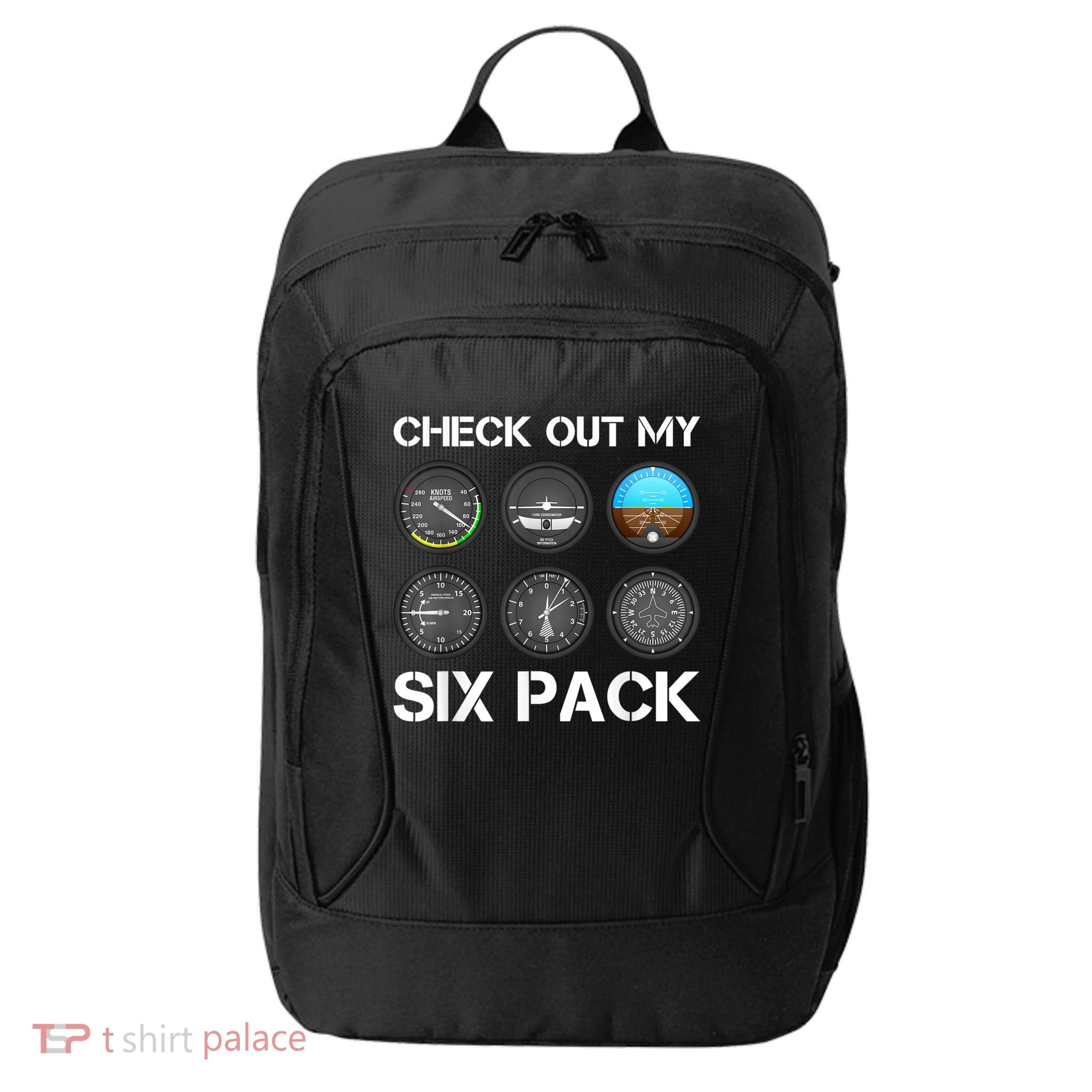 Funny Pilot Top Airplane Six Pack Flight Instruments Gift City Backpack