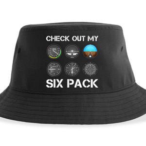 Funny Pilot Top Airplane Six Pack Flight Instruments Gift Sustainable Bucket Hat