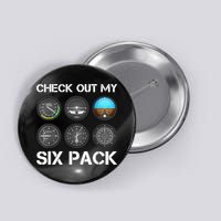 Funny Pilot Top Airplane Six Pack Flight Instruments Gift Button