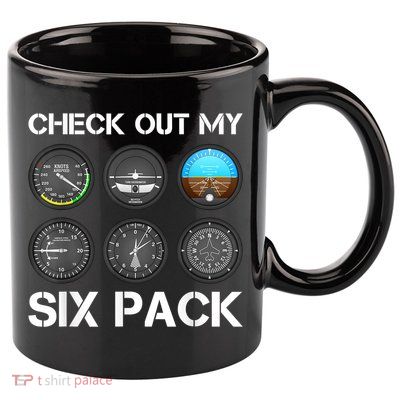 Funny Pilot Top Airplane Six Pack Flight Instruments Gift 11oz C Handle Ceramic Mug