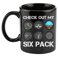Funny Pilot Top Airplane Six Pack Flight Instruments Gift 11oz C Handle Ceramic Mug