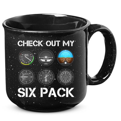 Funny Pilot Top Airplane Six Pack Flight Instruments Gift 15oz Campfire Ceramic Mug