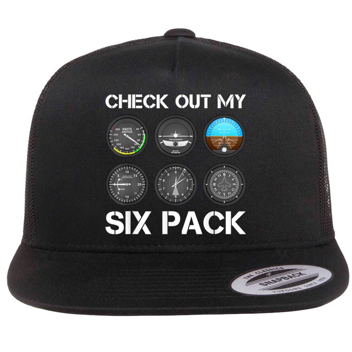 Funny Pilot Top Airplane Six Pack Flight Instruments Gift Flat Bill Trucker Hat