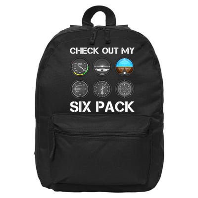 Funny Pilot Top Airplane Six Pack Flight Instruments Gift 16 in Basic Backpack