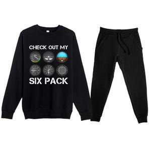 Funny Pilot Top Airplane Six Pack Flight Instruments Gift Premium Crewneck Sweatsuit Set