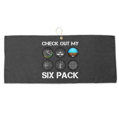 Funny Pilot Top Airplane Six Pack Flight Instruments Gift Large Microfiber Waffle Golf Towel