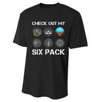 Funny Pilot Top Airplane Six Pack Flight Instruments Gift Performance Sprint T-Shirt