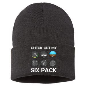 Funny Pilot Top Airplane Six Pack Flight Instruments Gift Sustainable Knit Beanie