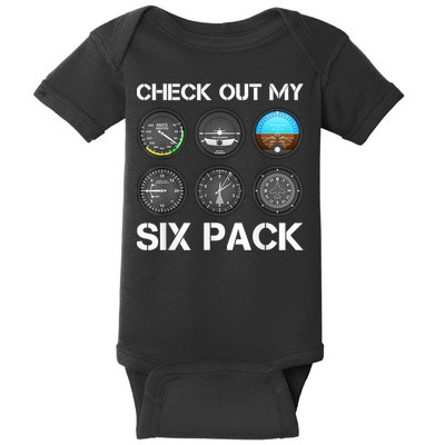 Funny Pilot Top Airplane Six Pack Flight Instruments Gift Baby Bodysuit