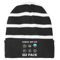 Funny Pilot Top Airplane Six Pack Flight Instruments Gift Striped Beanie with Solid Band