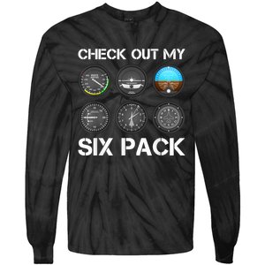 Funny Pilot Top Airplane Six Pack Flight Instruments Gift Tie-Dye Long Sleeve Shirt