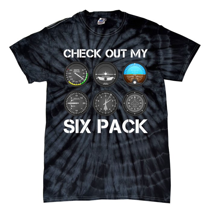 Funny Pilot Top Airplane Six Pack Flight Instruments Gift Tie-Dye T-Shirt