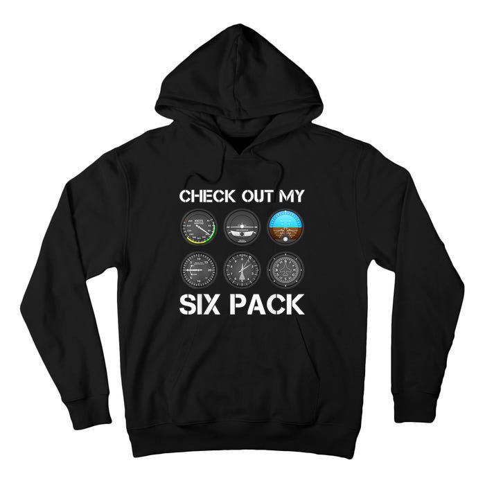 Funny Pilot Top Airplane Six Pack Flight Instruments Gift Tall Hoodie