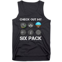 Funny Pilot Top Airplane Six Pack Flight Instruments Gift Tank Top