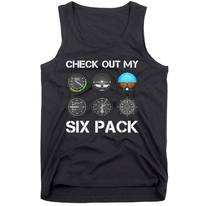 Funny Pilot Top Airplane Six Pack Flight Instruments Gift Tank Top