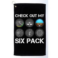Funny Pilot Top Airplane Six Pack Flight Instruments Gift Golf Towel