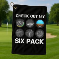 Funny Pilot Top Airplane Six Pack Flight Instruments Gift Golf Towel