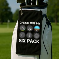 Funny Pilot Top Airplane Six Pack Flight Instruments Gift Golf Towel