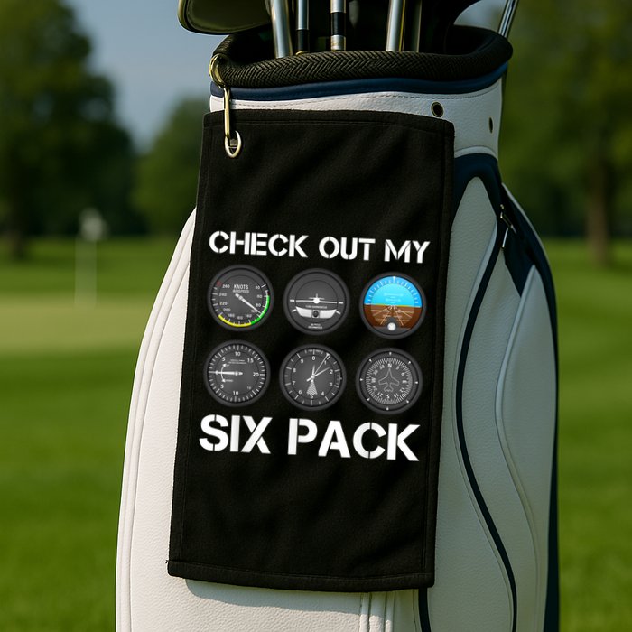 Funny Pilot Top Airplane Six Pack Flight Instruments Gift Golf Towel