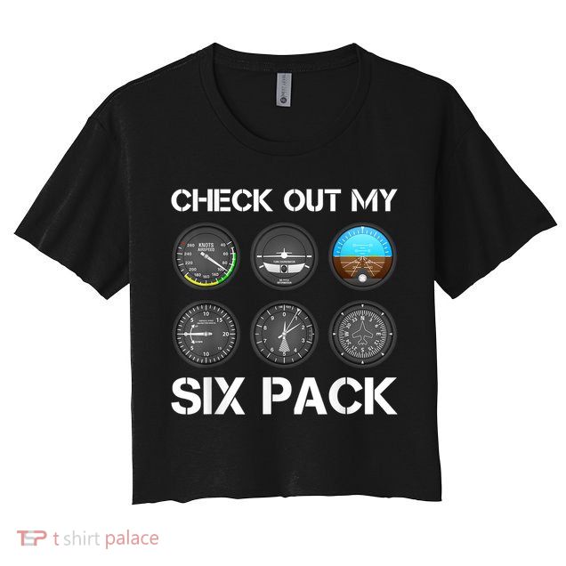 Funny Pilot Top Airplane Six Pack Flight Instruments Gift Crop Top