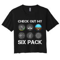 Funny Pilot Top Airplane Six Pack Flight Instruments Gift Women's Crop Top Tee