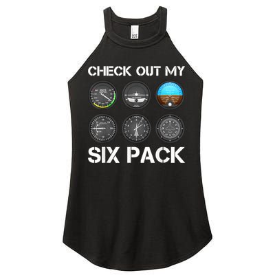 Funny Pilot Top Airplane Six Pack Flight Instruments Gift Women's Perfect Tri Rocker Tank