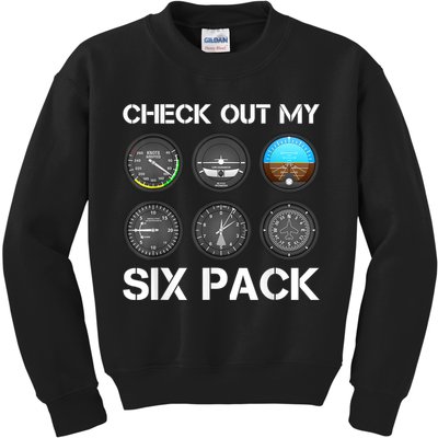 Funny Pilot Top Airplane Six Pack Flight Instruments Gift Kids Sweatshirt