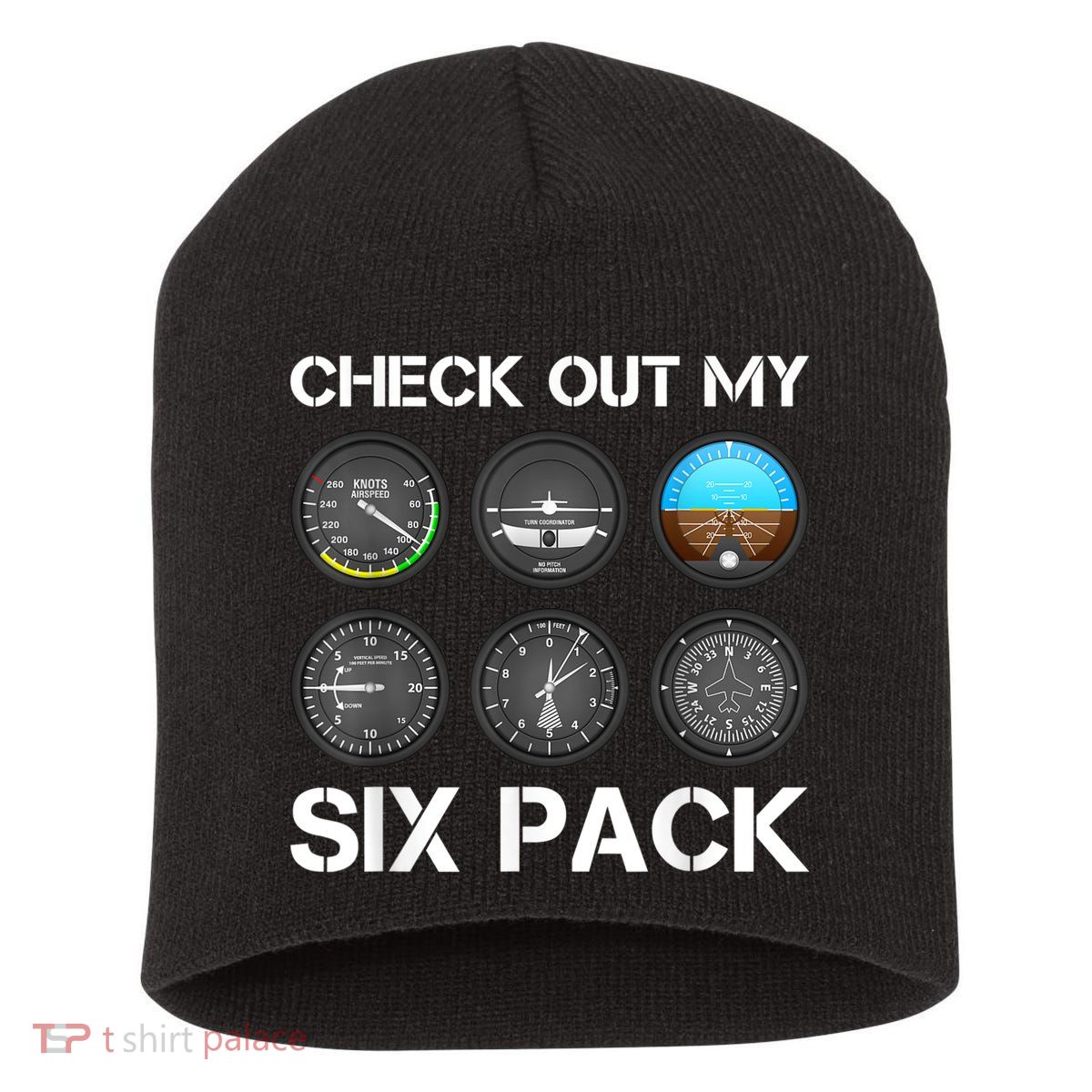 Funny Pilot Top Airplane Six Pack Flight Instruments Gift Short Acrylic Beanie