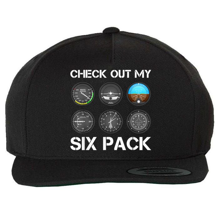 Funny Pilot Top Airplane Six Pack Flight Instruments Gift Wool Snapback Cap