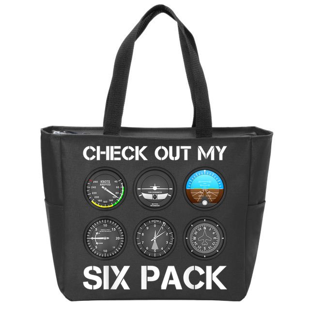 Funny Pilot Top Airplane Six Pack Flight Instruments Gift Zip Tote Bag