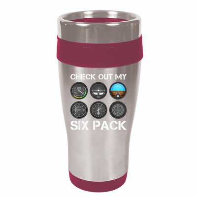 Funny Pilot Top Airplane Six Pack Flight Instruments Gift 16oz Travel Tumbler