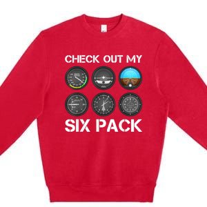 Funny Pilot Top Airplane Six Pack Flight Instruments Gift Premium Crewneck Sweatshirt