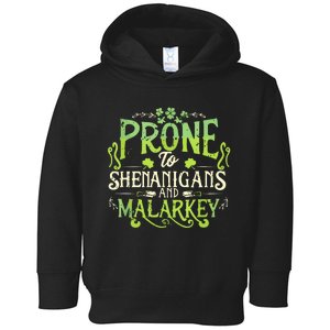 Funny Prone To Shenanigans And Malarkey St Patricks Day Toddler Hoodie