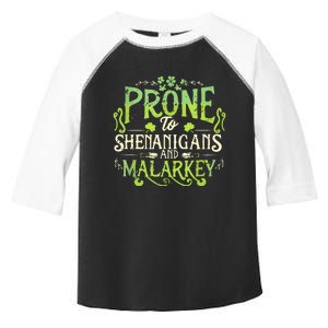 Funny Prone To Shenanigans And Malarkey St Patricks Day Toddler Fine Jersey T-Shirt