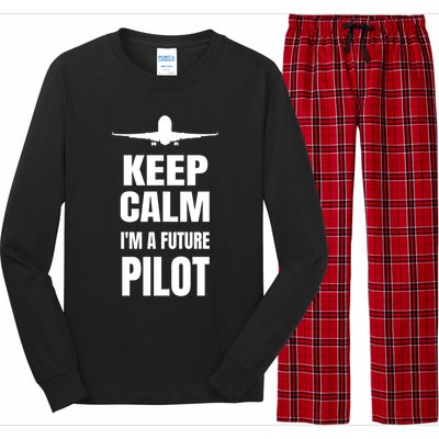 Future Pilot Tee Pilot In Progress Flight School Student Great Gift Long Sleeve Pajama Set