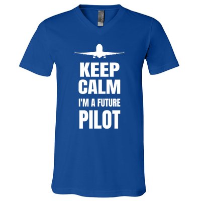 Future Pilot Tee Pilot In Progress Flight School Student Great Gift V-Neck T-Shirt