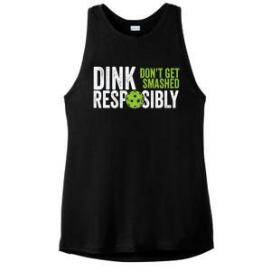 Funny Pickleball Team Clothing Dink Responsibly Ladies PosiCharge Tri-Blend Wicking Tank