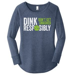 Funny Pickleball Team Clothing Dink Responsibly Women's Perfect Tri Tunic Long Sleeve Shirt