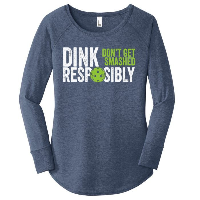 Funny Pickleball Team Clothing Dink Responsibly Women's Perfect Tri Tunic Long Sleeve Shirt