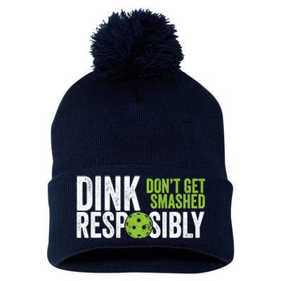 Funny Pickleball Team Clothing Dink Responsibly Pom Pom 12in Knit Beanie