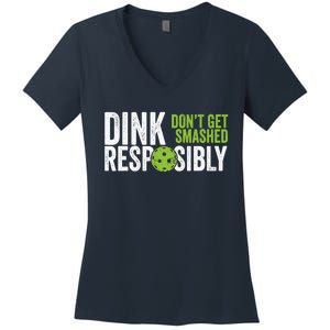 Funny Pickleball Team Clothing Dink Responsibly Women's V-Neck T-Shirt