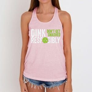 Funny Pickleball Team Clothing Dink Responsibly Women's Knotted Racerback Tank