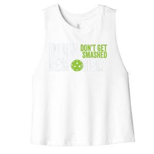 Funny Pickleball Team Clothing Dink Responsibly Women's Racerback Cropped Tank