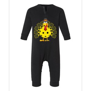 Funny Pickleball Thanksgiving Golf Ball Turkey Lover Infant Fleece One Piece